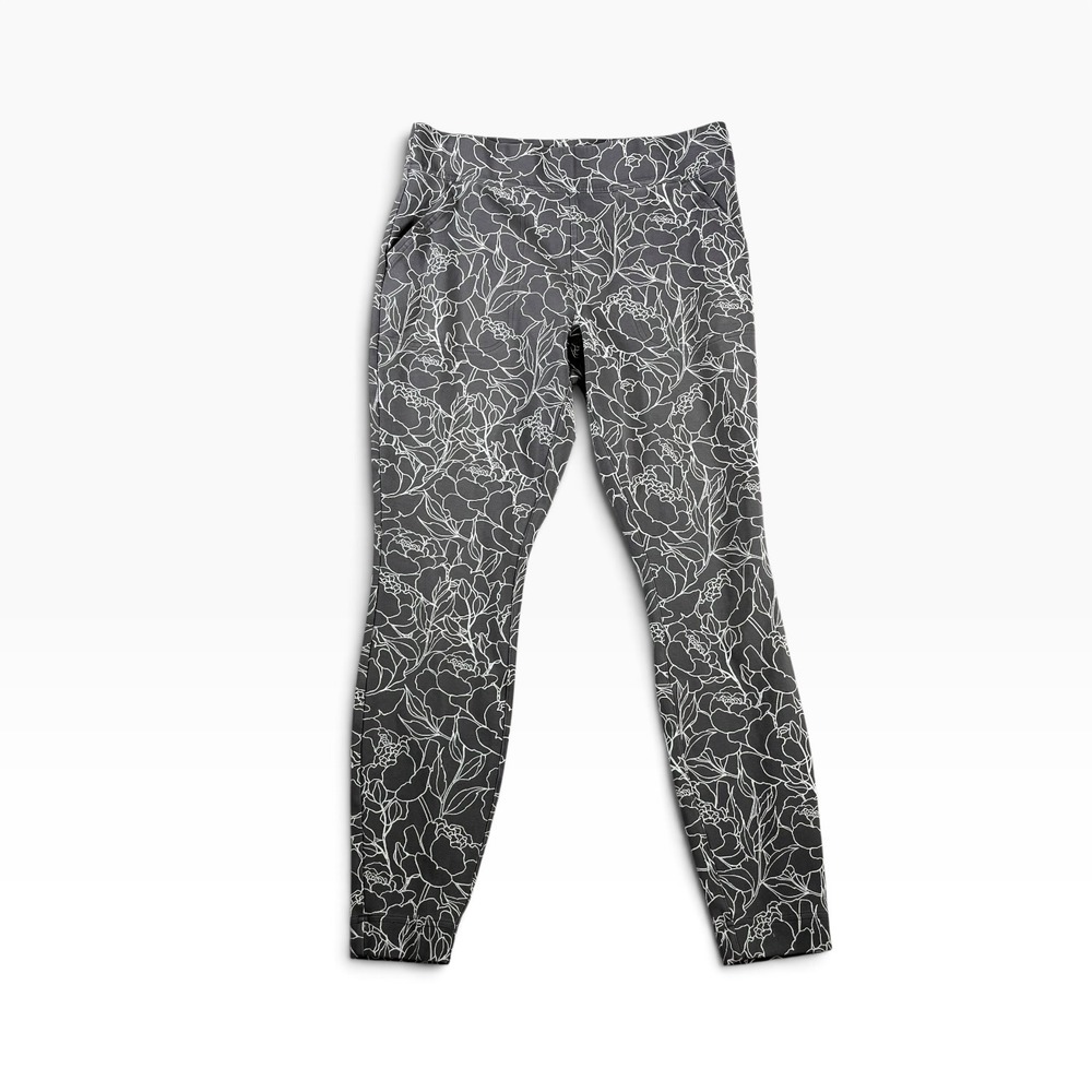 Duluth Trading Co Womens Gray Floral Noga Cotton Spandex Leggings Pants Size M
